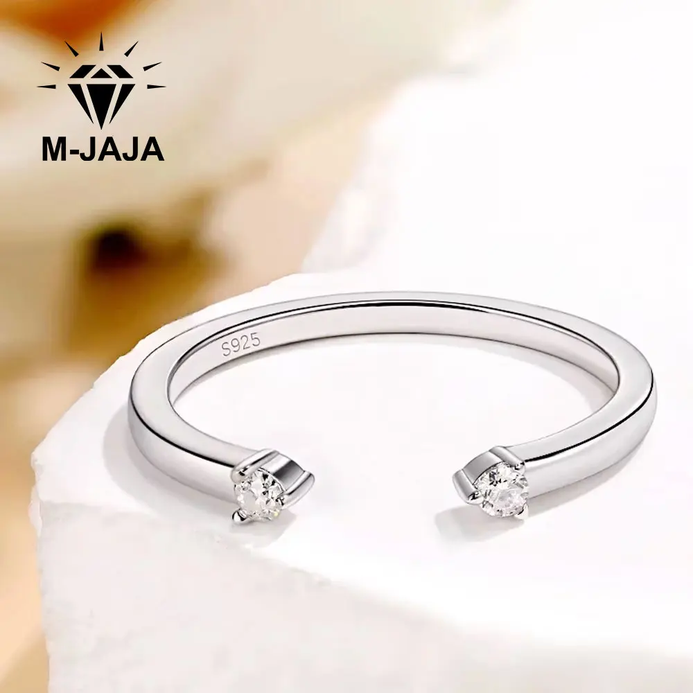 LinkerLove Toi et Moi Moissanite Open Ring for Women S925 Silver Two Stones Diamond Wedding Band Stackable Ring Anniversary Gift