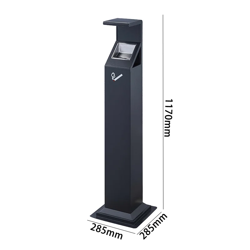 High Quality Public Dark Grey Standing Smoke Extinguishing Column Ashtray Cigarette Litter Trash Can Ash Bin Smoker's Pole