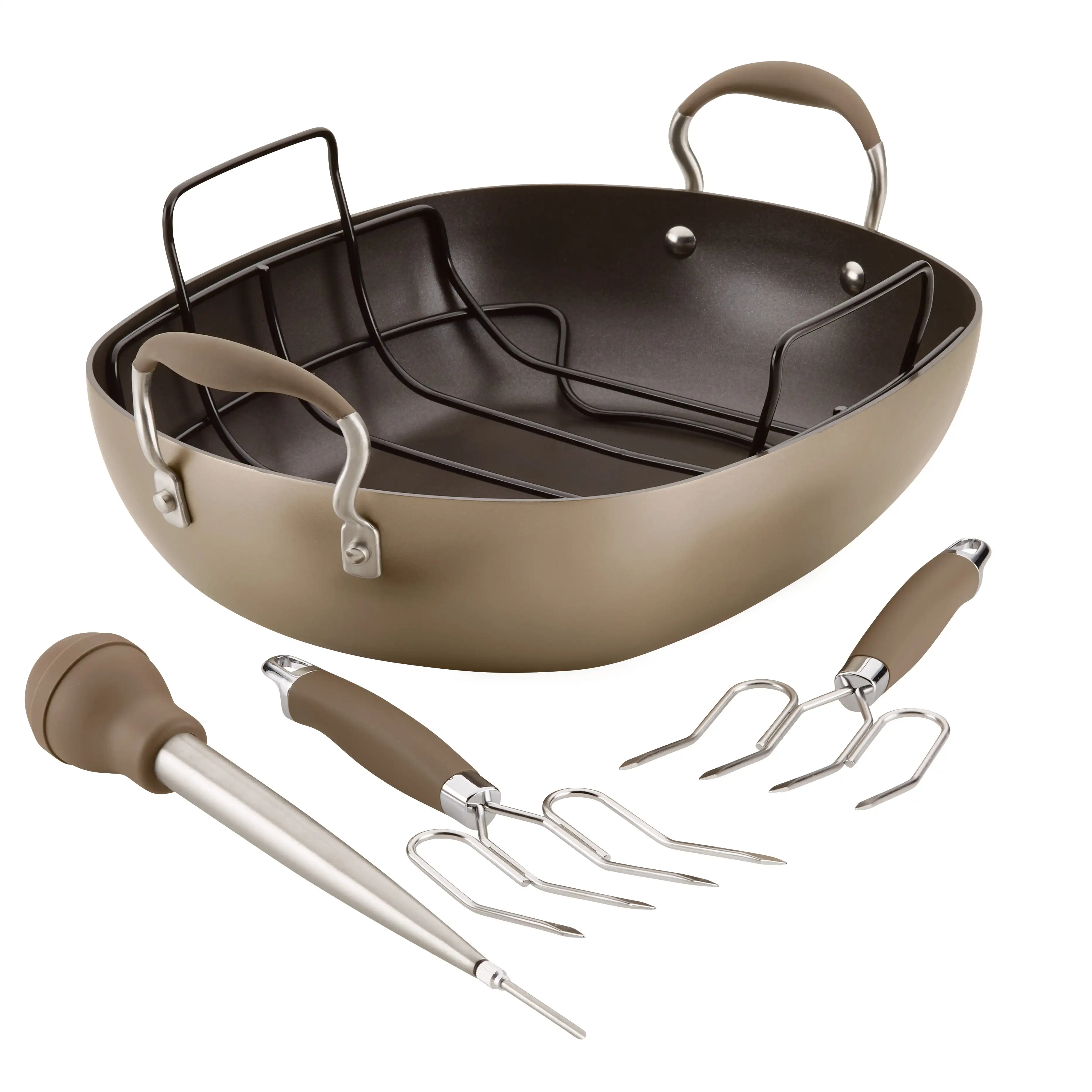 

Anolon Advanced Home Hard Anodized Non stick Roaster Set, 16 inch x 13 inch, Bronze