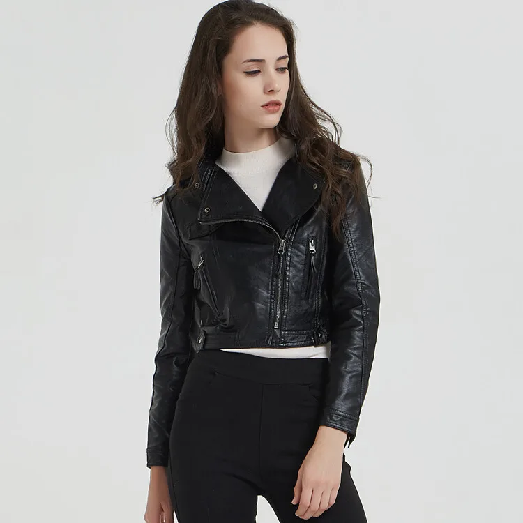 2024 Women's short leather jacket in spring and autumn of