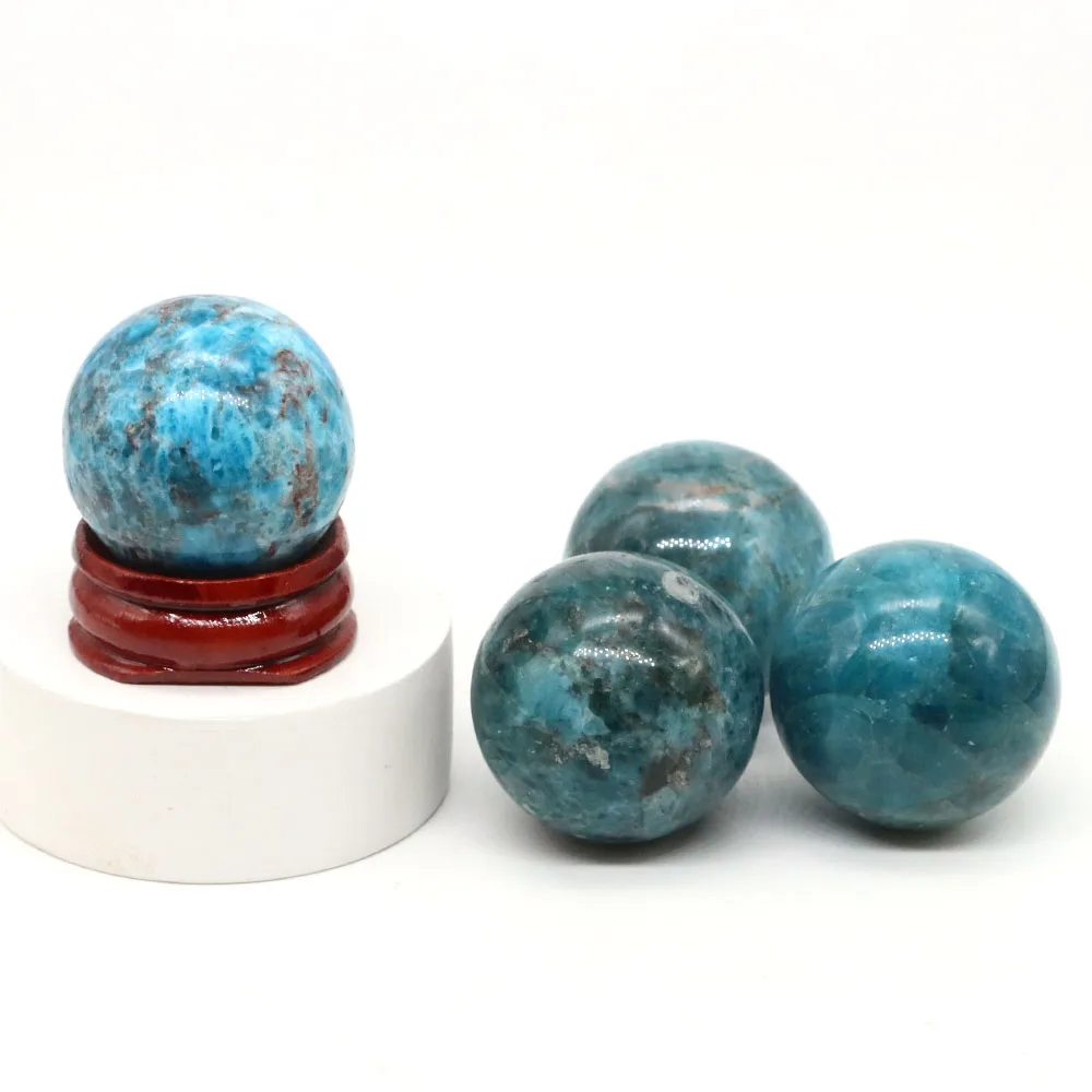 Natural Stone Crystals Blue Apatite Ball Quartz Spheres Reiki Healing Energy Gemstone Massaging Globe Desk Home Decoration Gift