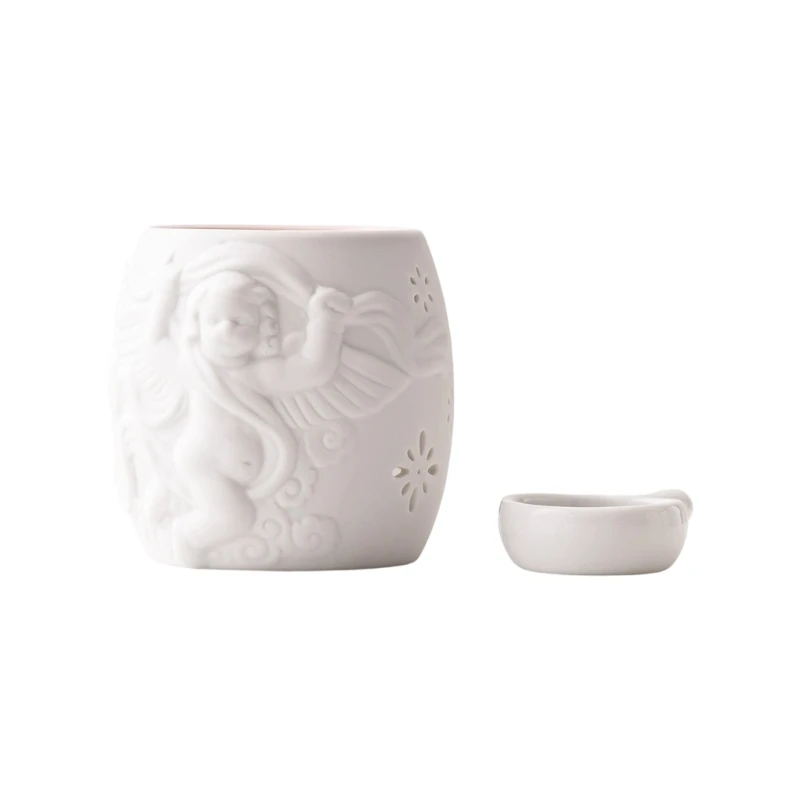 Artistic Embossed Angel Scent Oil Burners Ceramic Melter For Living Room