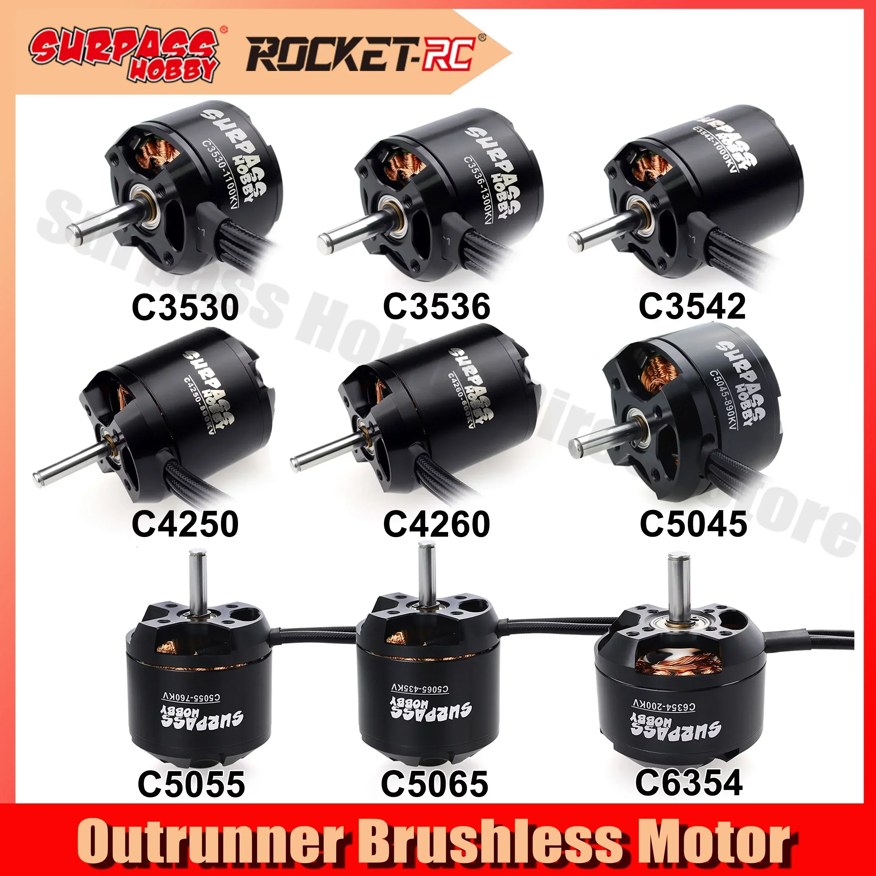 Surpass Hobby 2822 2830 3530 3542 3548 4250 4260 5055 5065 6345 Bürstenloser Motor für RC Starrflügel-FPV-Drohnen-Quadcopter-Flugzeug