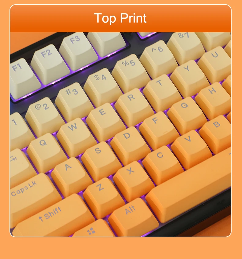 Imagem -06 - Laranja Gradiente Keycaps Backlit Transparente Pbt Double Shot Side Top Print Perfil Oem Teclado Interruptor mx Gk6