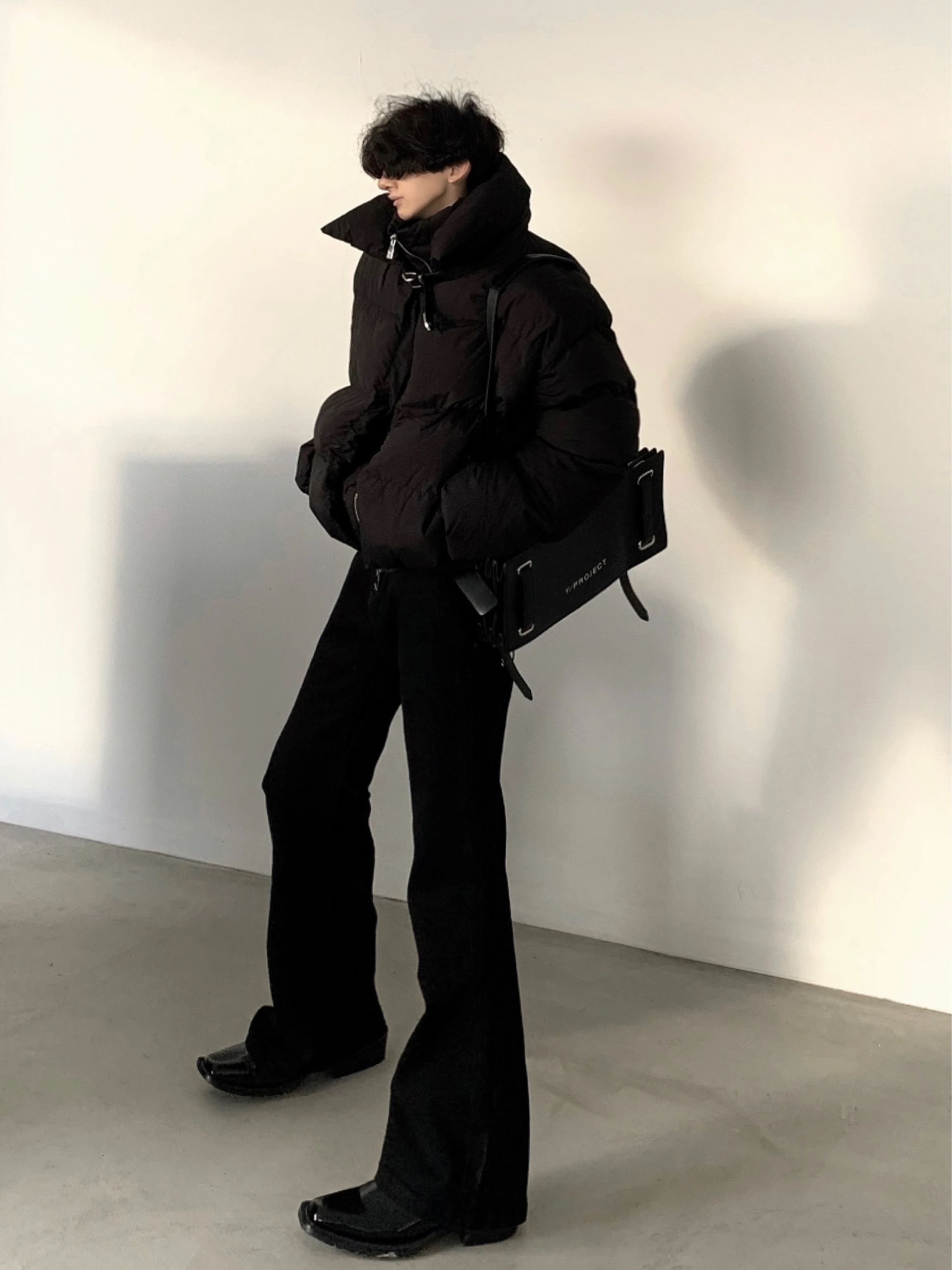 Autumn Mountain Wind Original Metal Buckle Double Layer Collar Design Cotton Jacket Men's Winter Outerwear Flight Jacket