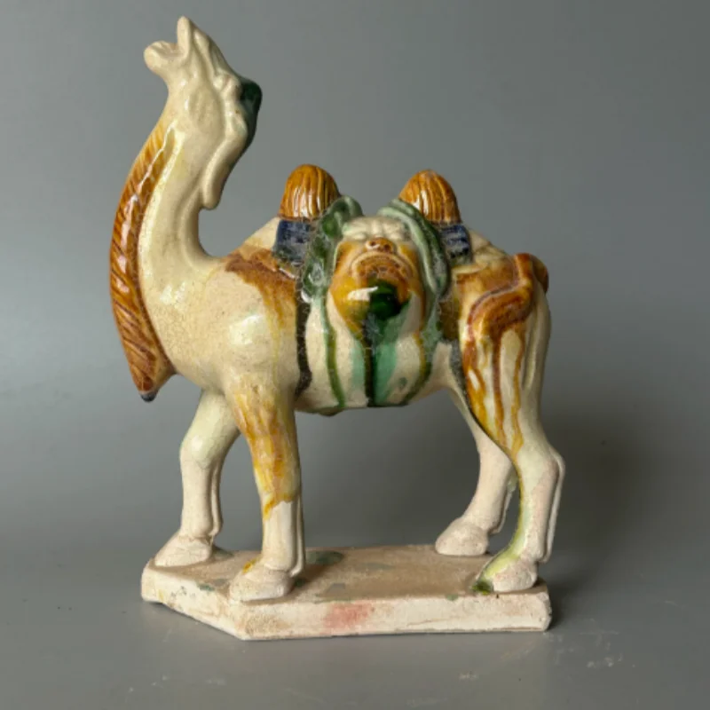 Tang Sancai White Glaze Camel Statue - Vintage Ceramic Figurine, Classic Desktop Display & Collectible Home Decoration