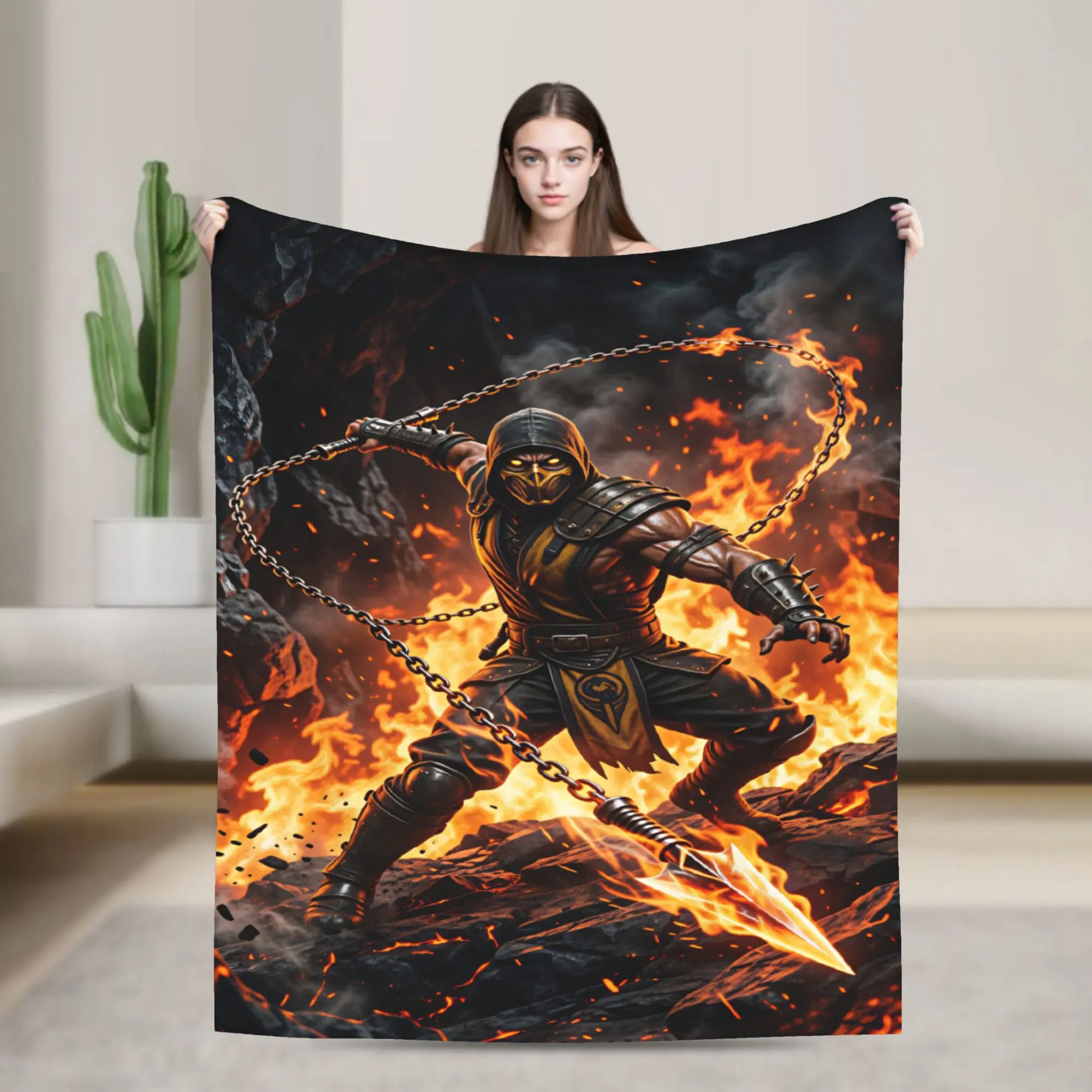 M-Mortal Kombat  Blanket Quality Warm  Throw Blanket Winter Camping Living Room Novelty Bedspread