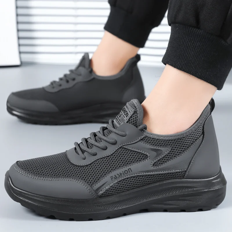 

Lace Up Hollow Mesh Sneakers Men Breathable Non Slip Soft Sole Daily Comfort Outdoor Walking Casual Shoes