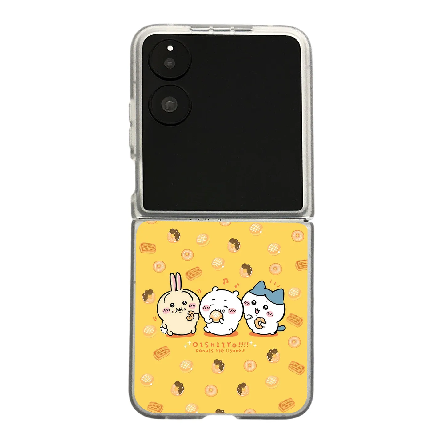 Cute Chiikawa for Samsung Galaxy Z Flip 3 4 5 6 7 FE W 23 24 25 Flip Transparent Mobile Phone Case Laser Card