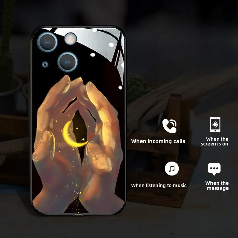 

Smart Luminous Flash LED Glass Phone Case Light Up Cover Funda for Samsung S25 S24 S22 S23 S21 S30 Note10 A73 Plus Ultra Series