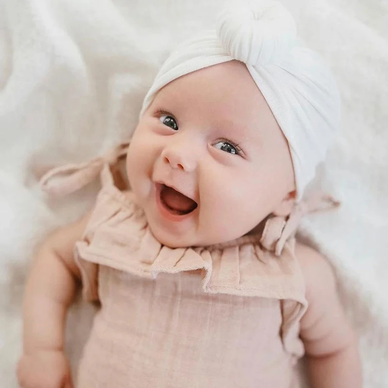 Cappello da bambino Tinta unita Turbante da bambino Cappello indiano Neonata Ragazzo Sciarpa da testa Berretti da neborno Cappello con nodo a ciambella Berretto per bambini Accessori per capelli