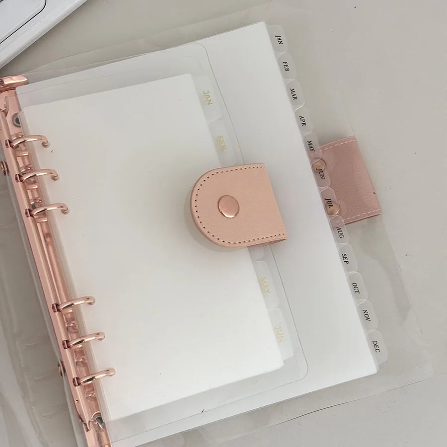 

A5 A6 12pcs Frosted Devides With Monthly Tag, High Transparency PP Material Loose Leaf Baffle Board, Binder Notebook Index Pages