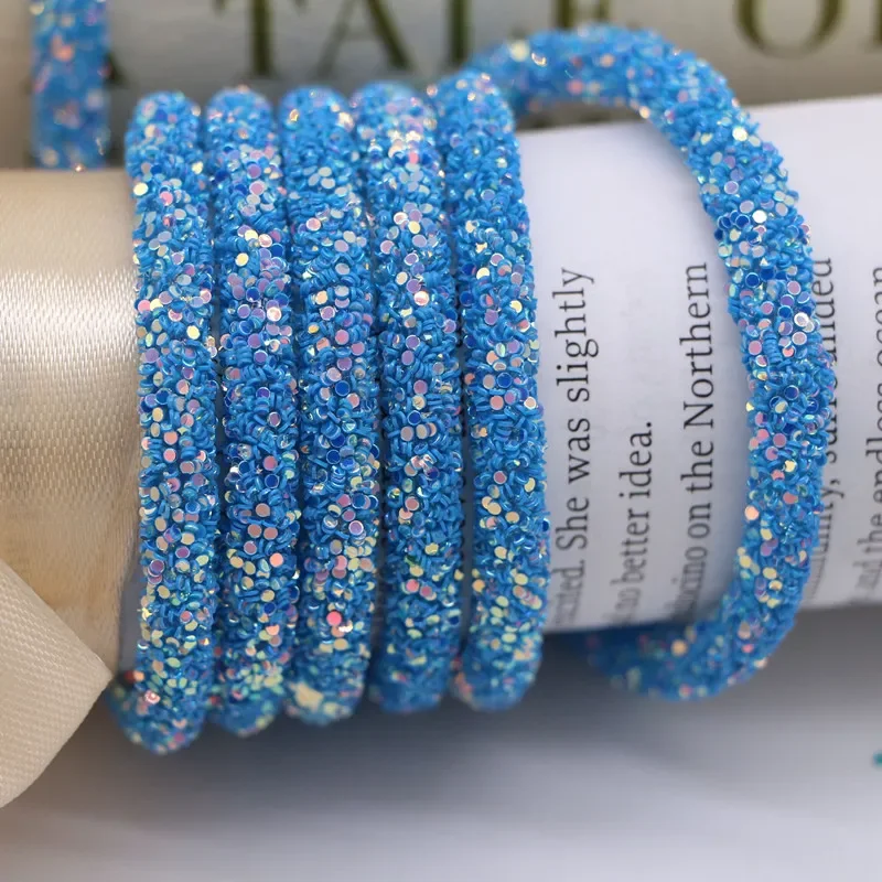 Glitter Sequins Rope 6mm Soft Tube Rope String for Clothing Shoes Accessories DIY Crafts Jewelry Party Bracelet Making Material