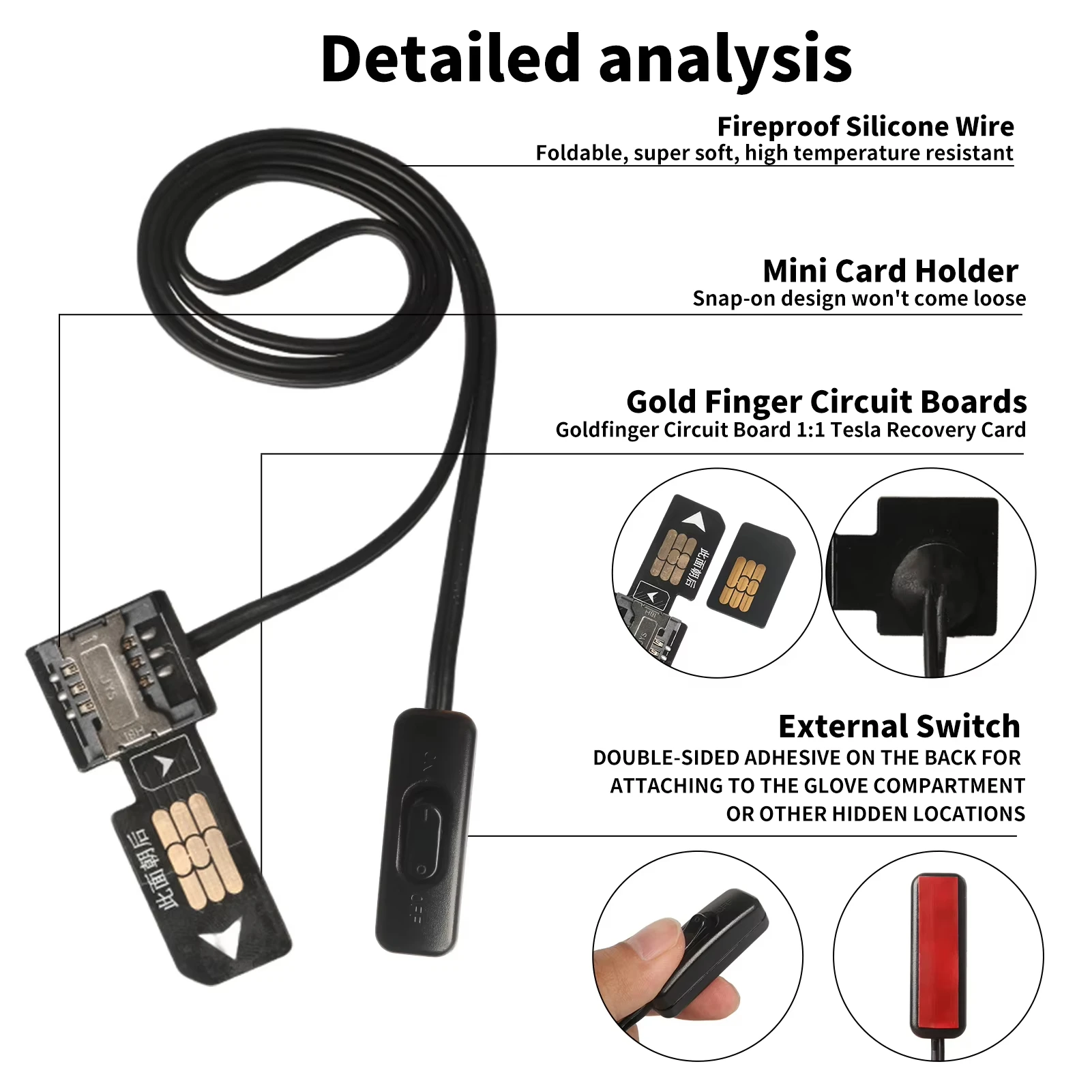TPC For WL3 Tesla Model/Model3 Positioning Shutter SIM Card Controller External SIM Card Extension Cable