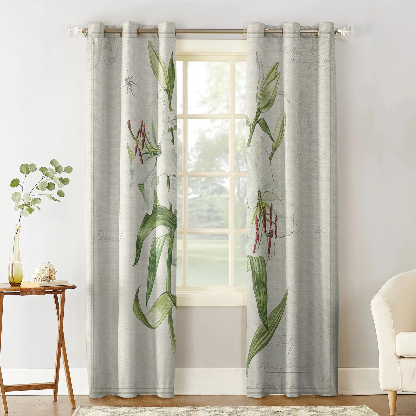 Vintage Country Plants Lilies Curtains For Bedroom Curtains For Living Room Curtains For Living Room Luxury European