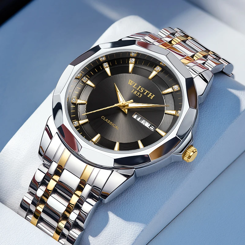 WLISTH カップルウォッチ 高級ブランド オリジナルクォーツ時計 防水 発光 ステンレススチール クォーツ時計 ファッション愛好家セット