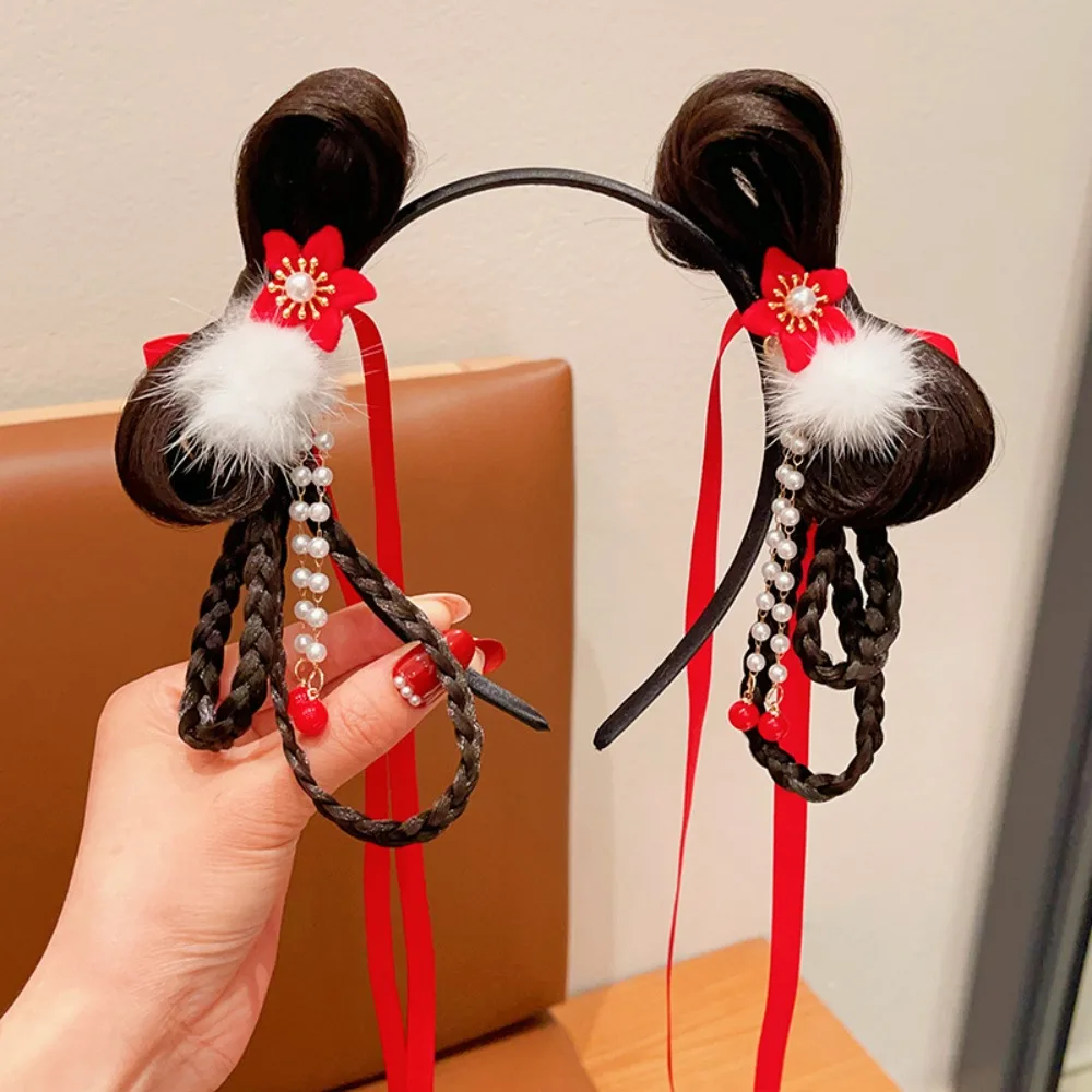 

Детская повязка на голову с цветами, косичками и кисточками, в древнем китайском стиле, для празднования Китайского Нового года