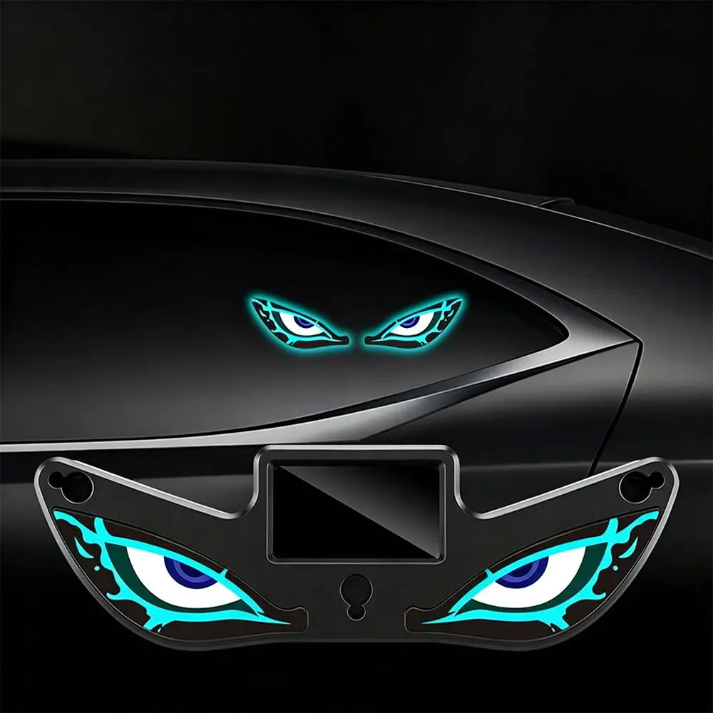 New Wireless Solar LED Car Light Suction Cup Vibration Lights on Devil Eyes Car Light Dynamic Display Car Atmosphere Light