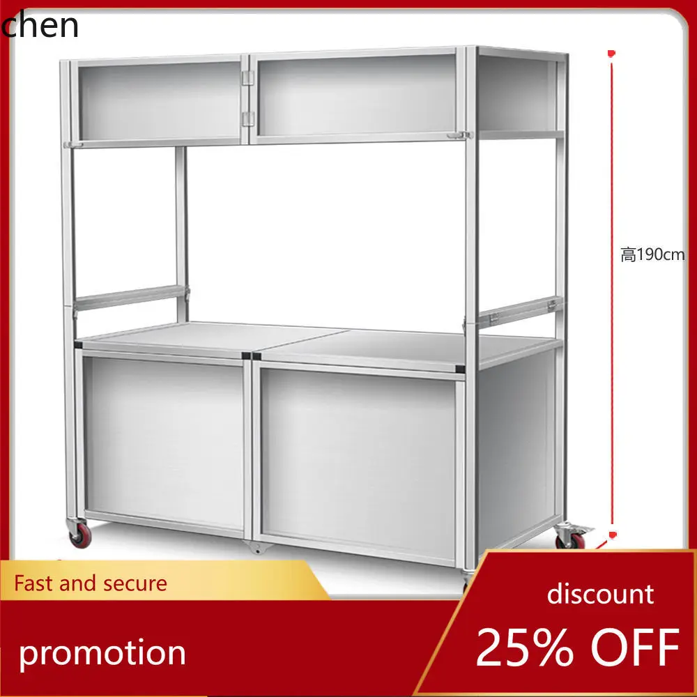 

CZ Outdoor Folding Internet Celebrity Dining Cart Stainless Steel Multifunctional Night Market Stall Push Cart Mobile