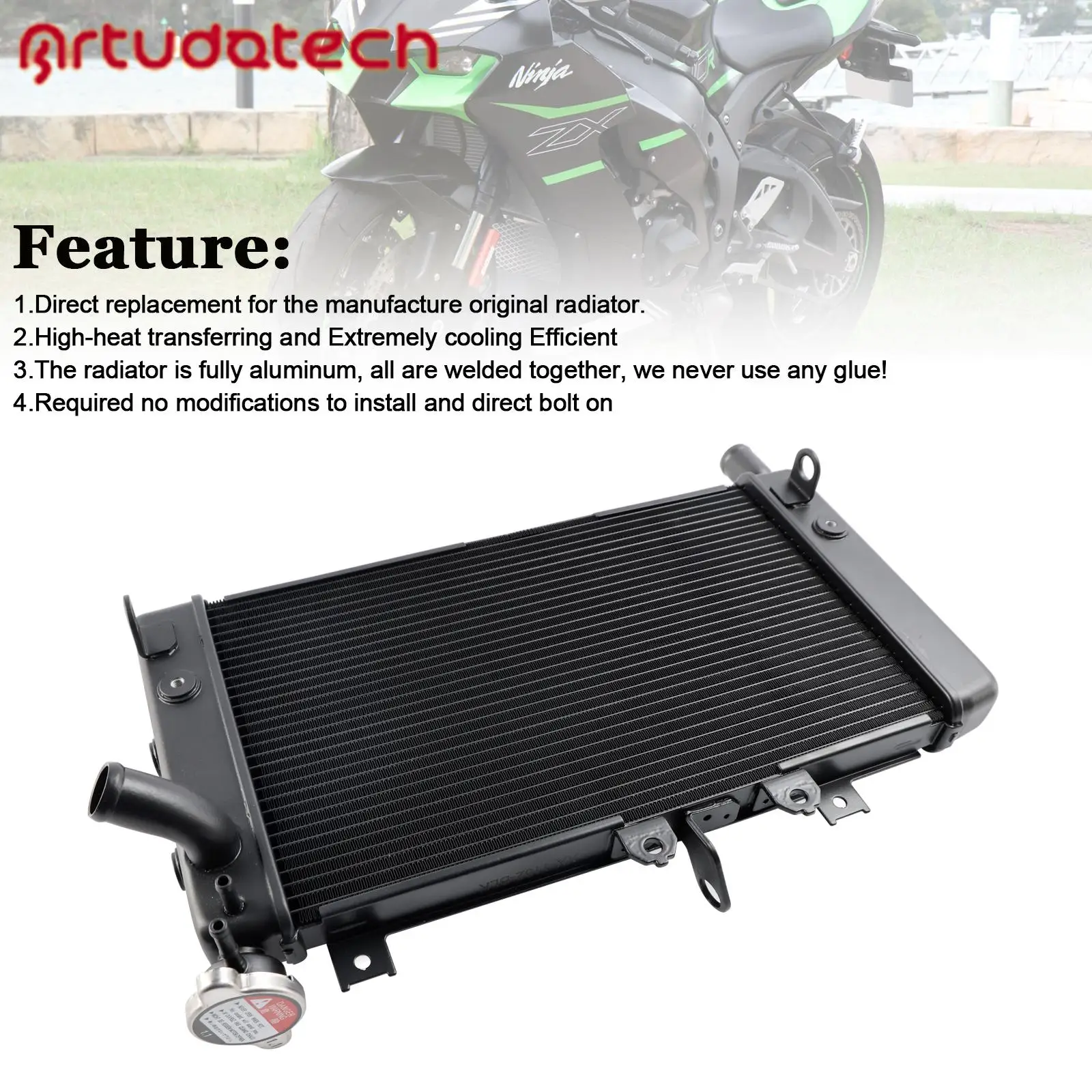 

39060-0758 Radiator Cooling Engine Cooler for Kawasaki ZX-4R ZX-4RR 23-24 Silver