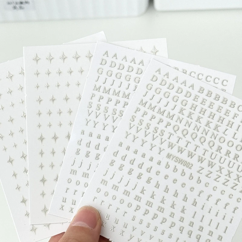 5 sheet Mini Silver Alphabet Stickers Adhesive Letter  Star Decor for DIY photo card  Glittering Scrapbooking Embellishments