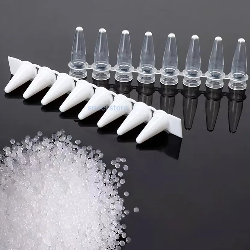 8 Strip PCR Tubes, 0.1ml 0.2ml  PCR Tubes with Flat Caps, Ultra Thin Wall PCR Reaction Tubes, with Optical Caps 200/125Pcs