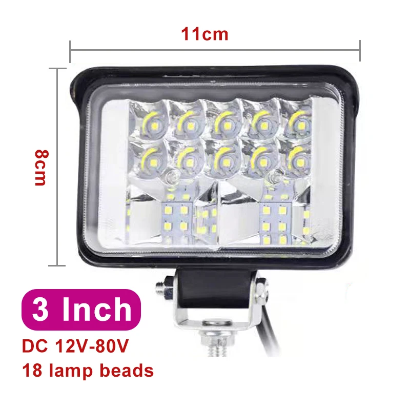 Automotive LED Large Field Of View Strong Light 12V 24V White Yellow Light Excavator Harvester Electric Vehicle Truck Spotlight