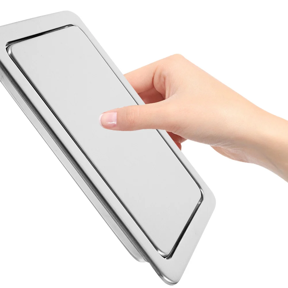 

2Pcs Recessed Counter Trash Lid Brushed Stainless Steel Swing Lid for Kitchen Cabinet Garbage Bin Waste Cover Noise Reduction