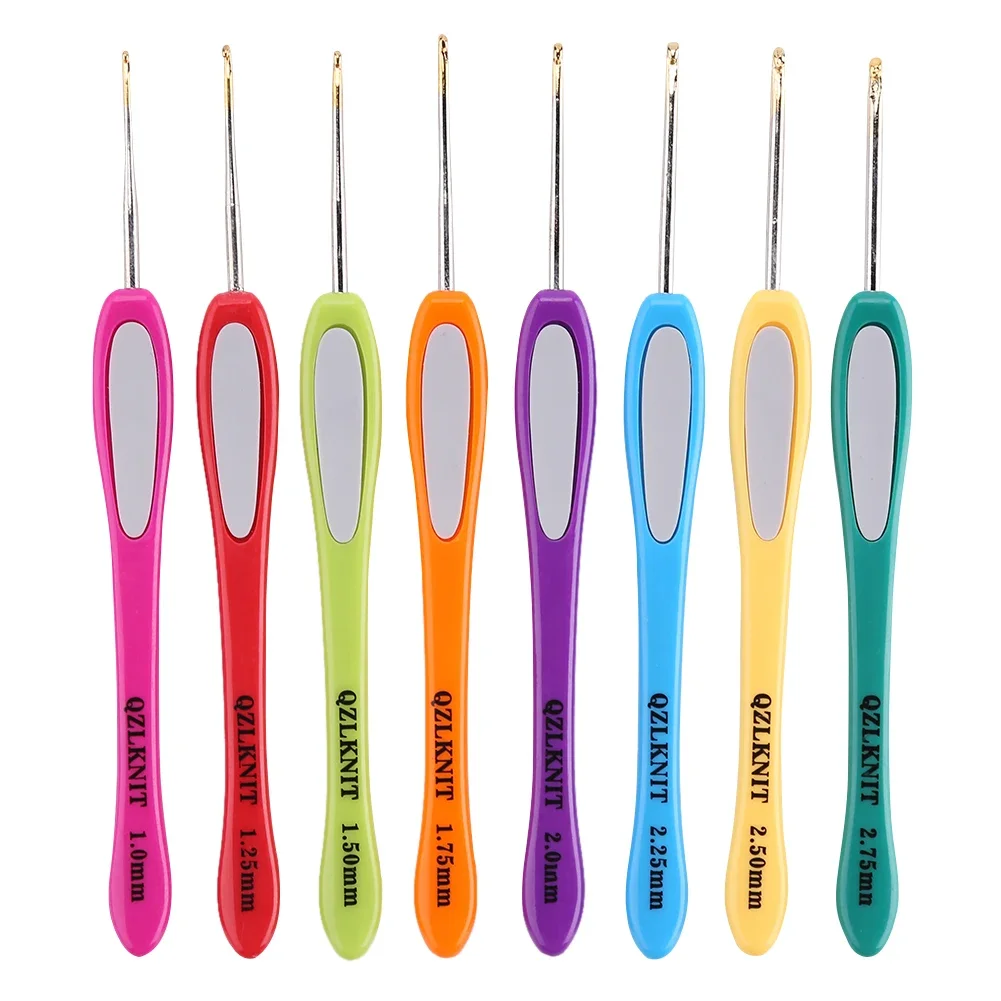8 Stks/set Multicolor Plastic Handvat Aluminium Haaknaald Breinaald Set 1Mm-2.75Mm Garen Trui Weave Diy Craft Tool