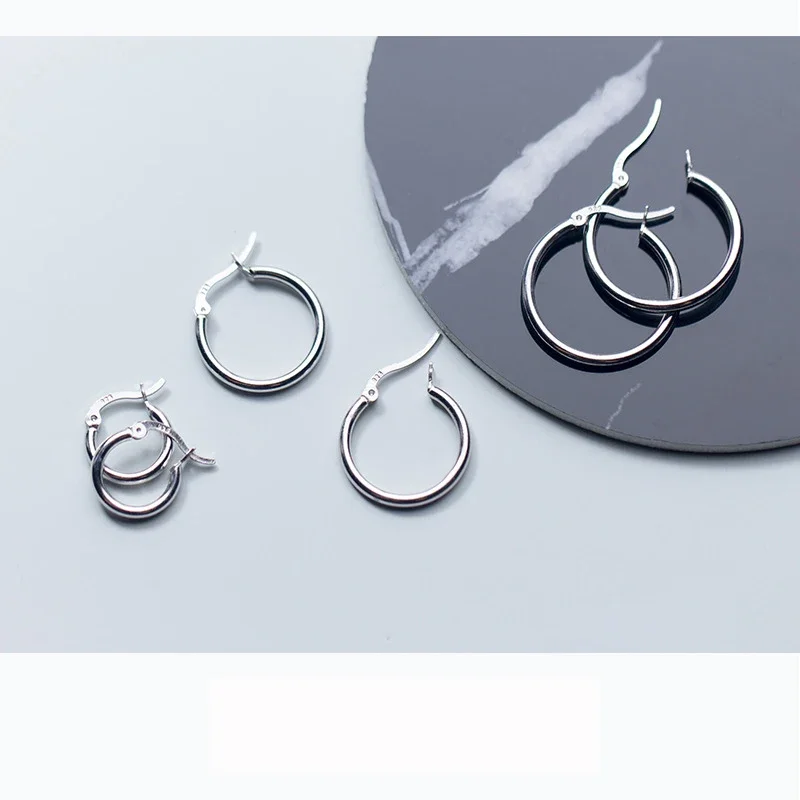 Trusta 100% 925 Solid Sterling Silver Unique Shaped Piercing Huggie Hoop Earring For Women Sterling Silver Earing Jewelry DS1064