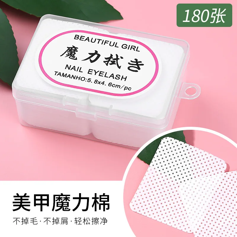 180pcs Nail Lint Paper Cotton Fiber Tissues White Cleaner Pads Polish Magic Powder Cotton Wrap Nails Sheet Wiper Tip