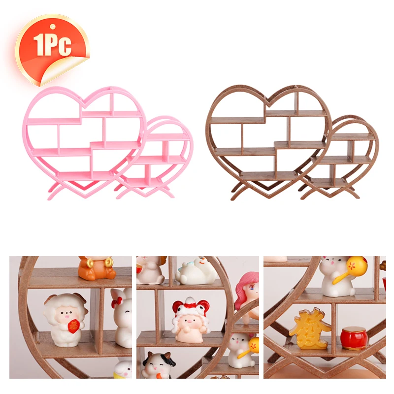 

1PC Dollhouse Miniature Heart Shape Antique Shelf Mini Display Stand Storage Rack Model Toy Scene Decoration DIY Accessories