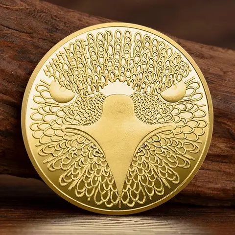 Bitcoin Cent Creative Golden Plated Souvenir Coin Physical Cryptocurrency Coin Eagle Pattern Bitcoin Commemorative Gift