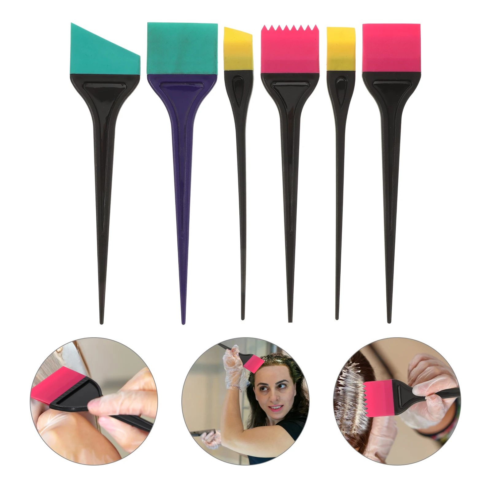 

6Pcs Silicone Hair Dye Brush Professional Salon Diy Coloring Application Tools Set Bleach Tinting