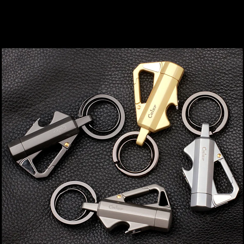 Multifunctional Keychain Kerosene Lighter Creative Outdoor Camping Mini Portable Igniter Beer Bottle Opener Men\'s Gadget