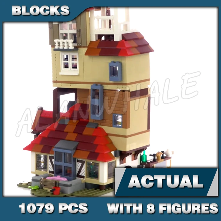 

1079pcs Magical World of Wizards 4-floor Attack on The Burrow Fire Battle 11572 Model Building Blocks Toy Compatible With Bricks