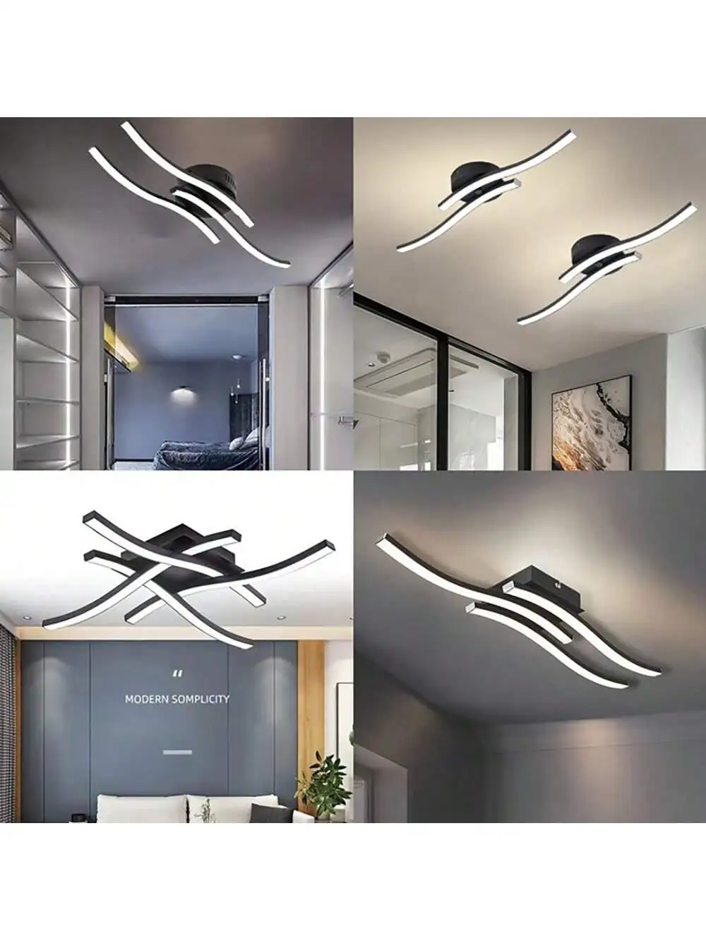 

Modern LED Ceiling Light Long Wave Lamp Living Room Bedroom Study Corridor Aisle Entrance Balcony Home Decoration Lustre