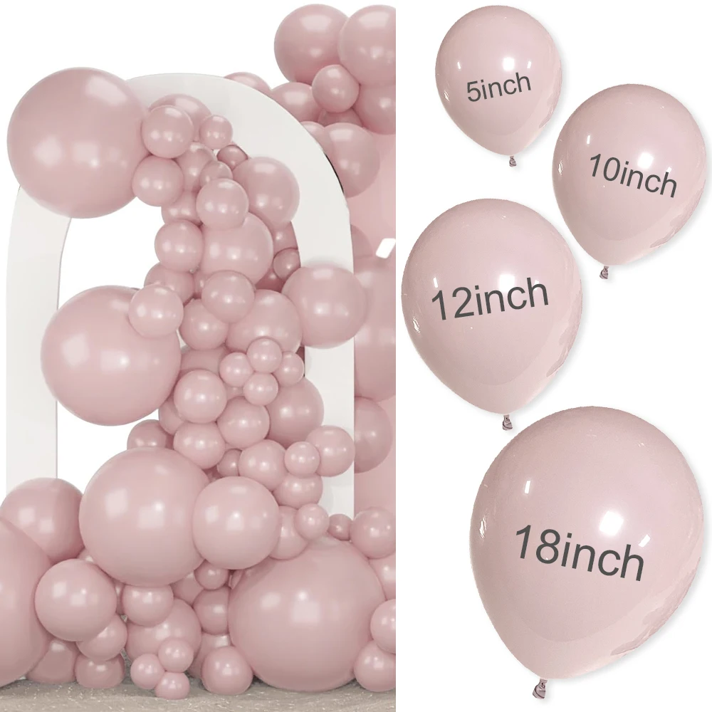 100Pcs Dusty Pink Balloons Kit 5/10/12/18