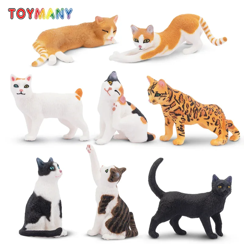 

8Pcs Simulation Cat Pet Animal Model Toy Mini Cake Decoration Cats Figures Dolls Action Figurines Toys for Children Set Gift