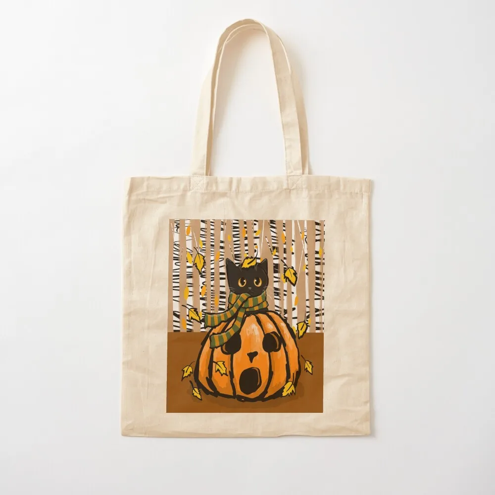 Autumn Kitty in A Pumpkin Tote Bag shopper bag woman Shopping bags hand bags