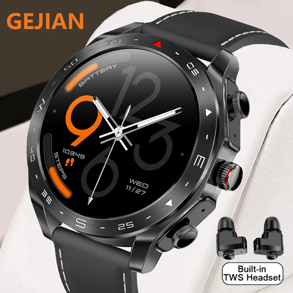 

GEJIAN Earphones Smart Watch 2-in-1 Wireless Bluetooth Dual Earphones Connection Communication Mobile Fitness Sports Smart Watch