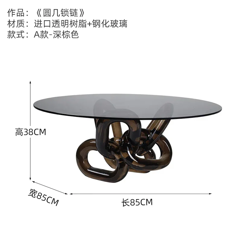 Simple modern living room household round coffee table designer transparent Nordic side table tempered glass