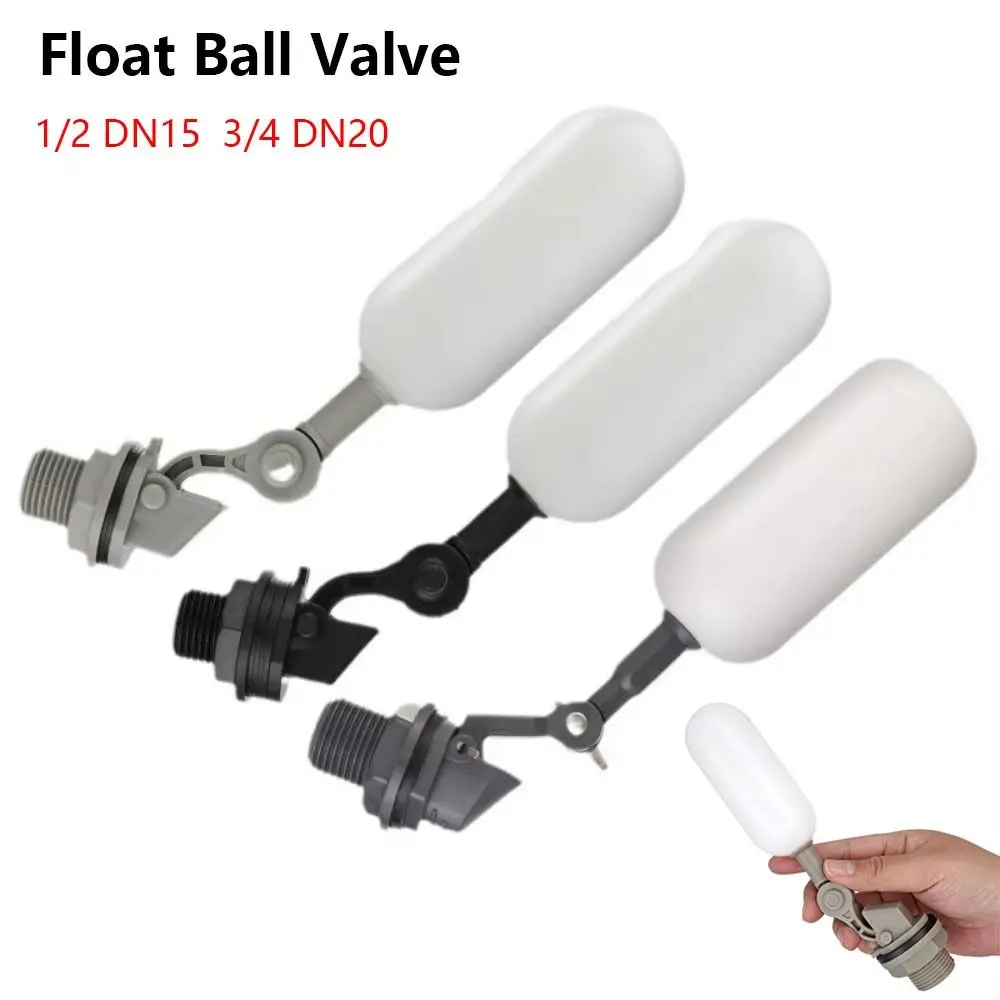 1Pcs 1/2 DN15 3/4 DN20 Float Ball Valve ABS PE Adjustable Arm Automatic Fill Valve 360 Degree Adjustable Plastic