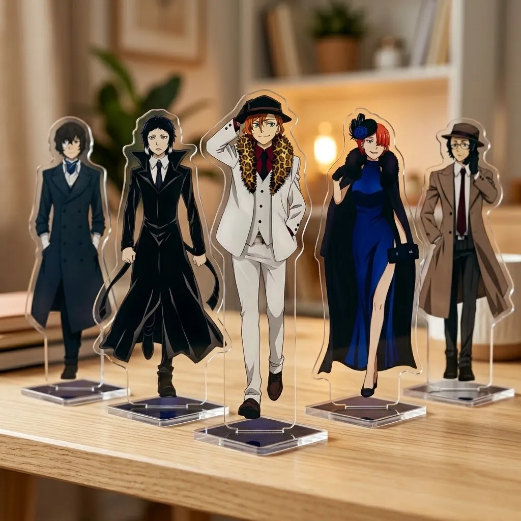 Hot Anime Bungo Stray Dogs Acrylic Stand Figure Chibi Anime Standing Sign Model Plate Desk Decor Fans Gift Keychain