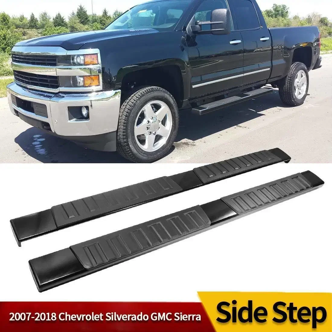 2021 North America Running Board for 07-18 Chevrolet Silverado/Sierra Crew Cab Black Side Steps 6