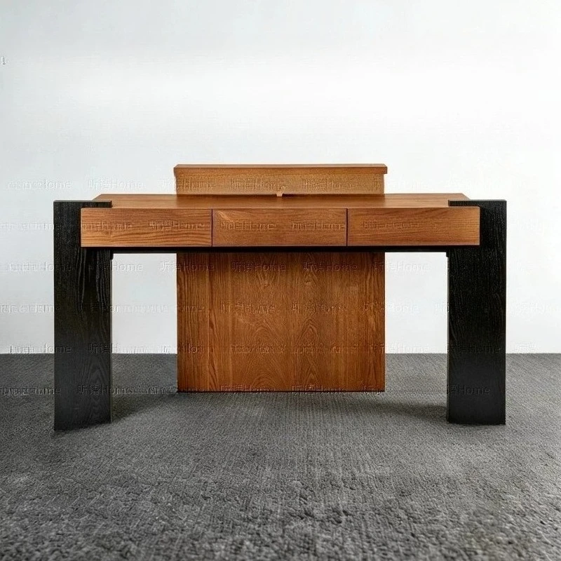 

Vintage-style solid wood desk, home study desk, French vintage office desk, minimalist study desk