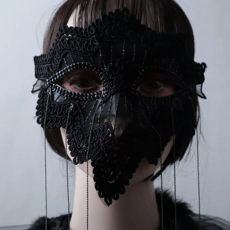 Maschera per travestimento da donna Costume di Halloween Puntelli per feste Cantante in maschera Carnaval Maschera per occhi in pizzo per balli di ballo
