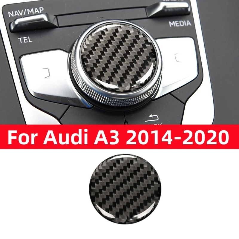 

For Audi A3 A4L 2014-19 Central Control on Off Switch Knob Decor Cover Trim Sticker Decal Car Accessories Carbon Fiber Modified