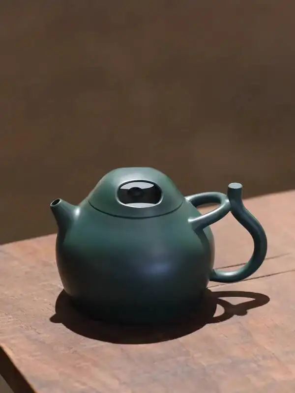 Yixing Zisha Authentic Raw Mineral Huanglong Mountain Baoshan Mine Area Dark Green Clay Vintage Fully Handmade Scholar's Teapot