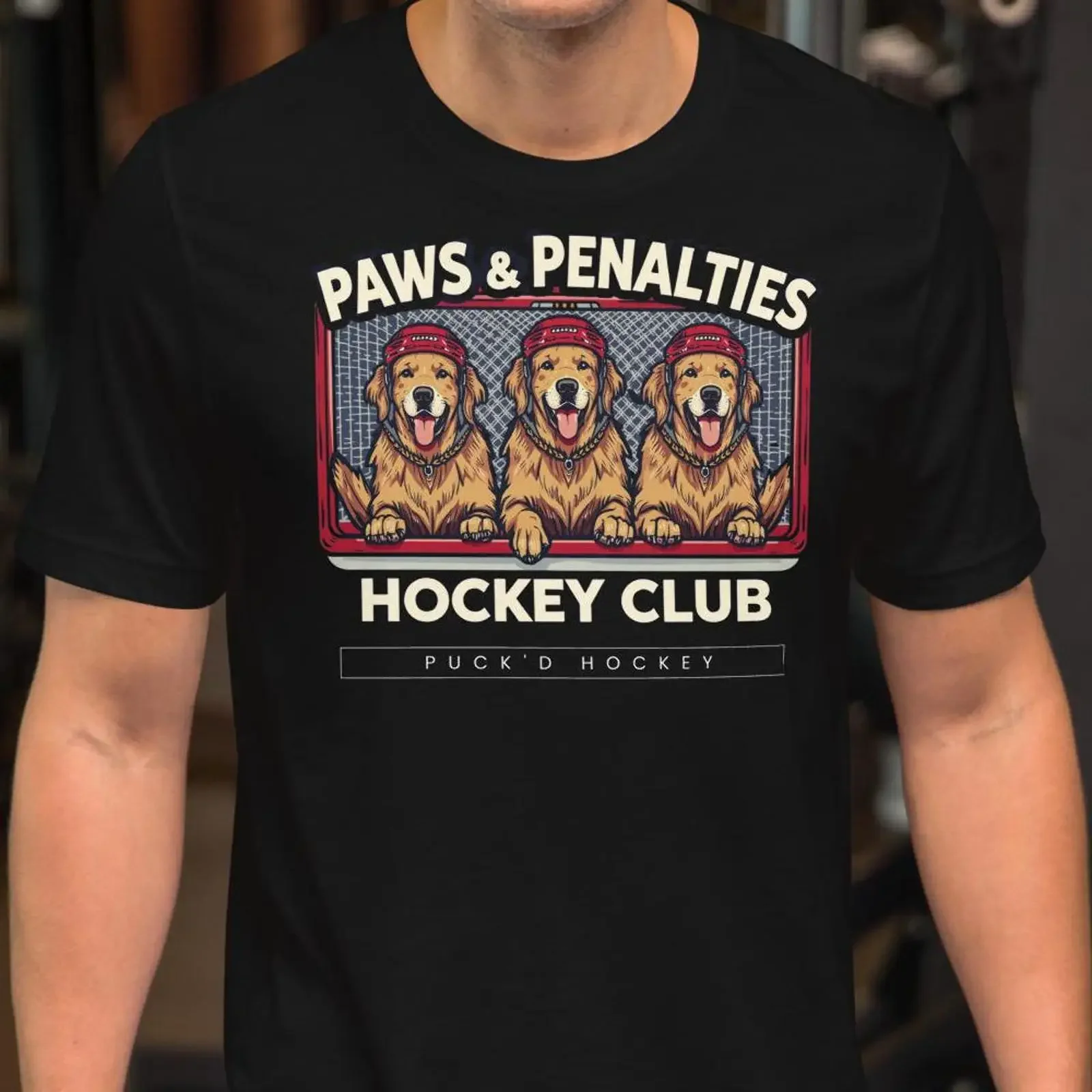 Paws Penalties Hockey Club T Shirt Funny Golden Retriever Beer League vintage Washed Versatile designer clothes Casual Stylish